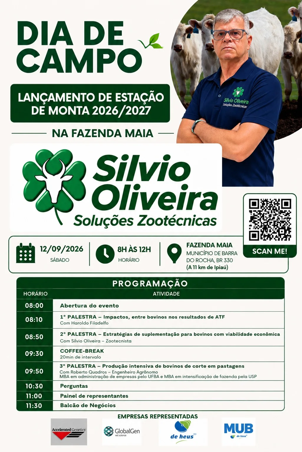 Cartaz do evento, com a programação completa e o endereço da Fazenda Maia.